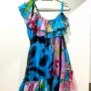 One shoulder floral dress